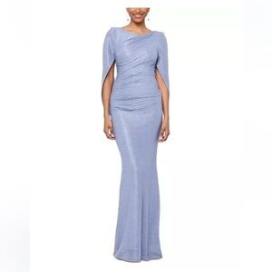 Betsy & Adam Metallic Cape Gown NWT